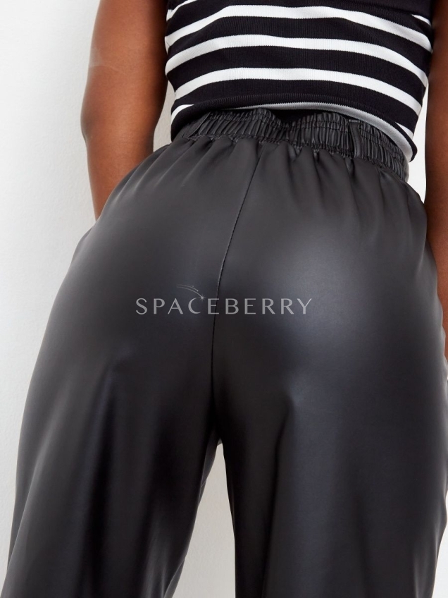 Женские кожаные брюки, штаны широкие